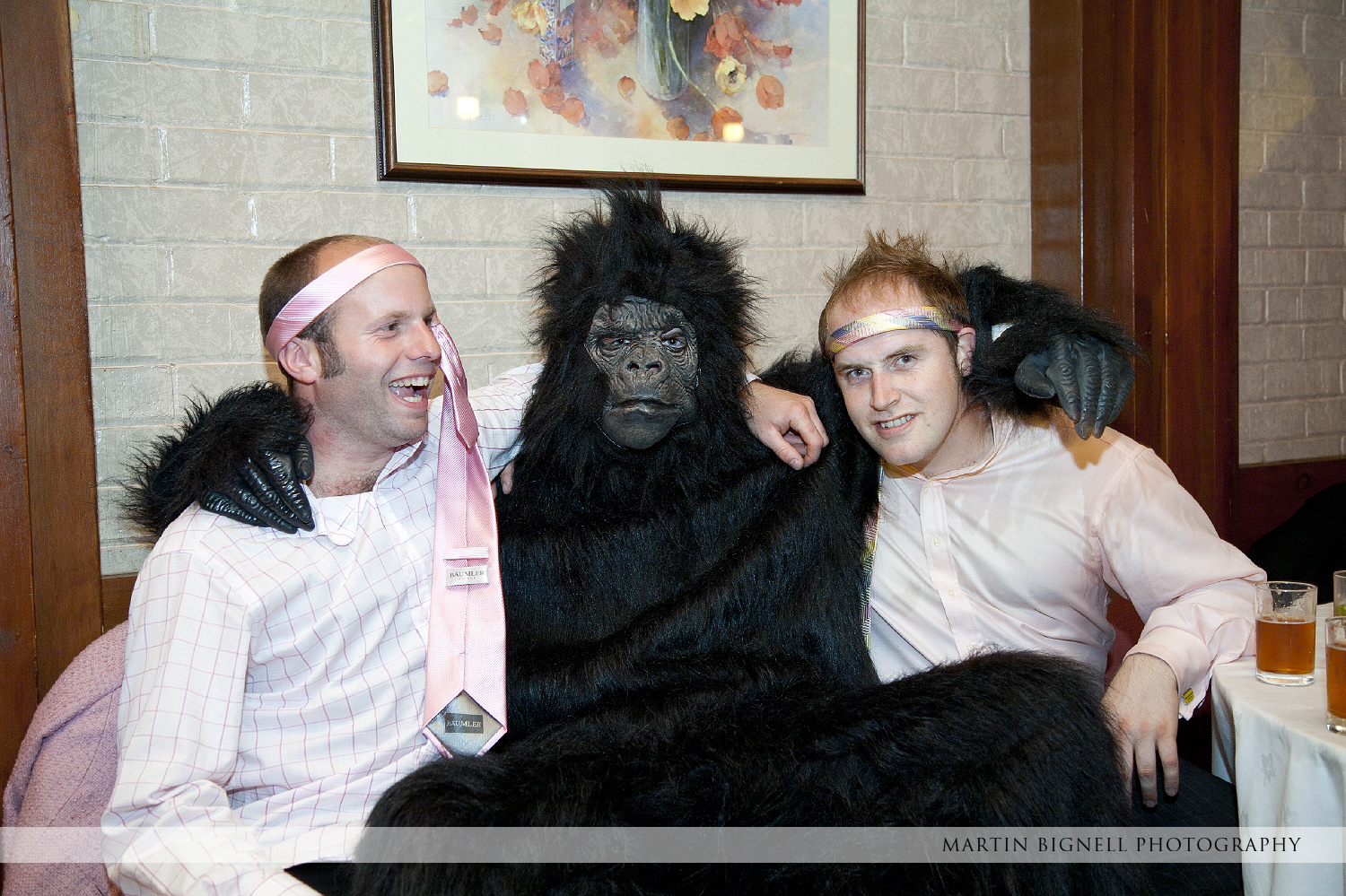 Gorilla at wedding reception